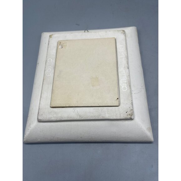 vintage ceramic framed La Mode illustree print shabby chic white gold mated READ - Picture 6 of 11